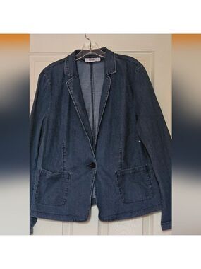 JustFab Dark Blue Jean Jacket Womens 2XL